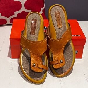 Miz Mooz Mustard Yellow Leather Sandals